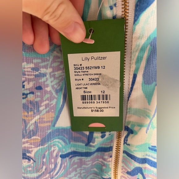 NWT Lilly Pulitzer Shelli Stretch Dress in Light Lilac Verbena Aboat Time - Picture 7 of 7